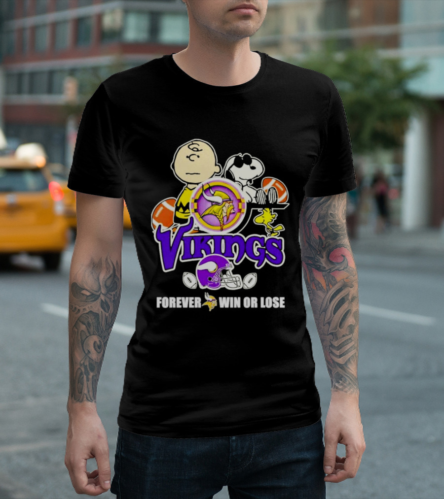 Charlie Brown Snoopy Vikings Forever Win or Lose Minnesota Football T-Shirt