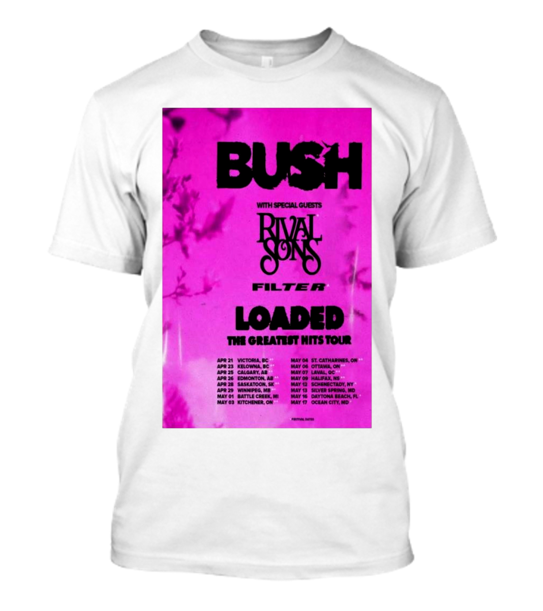 Bush Loaded The Greatest Hits Tour 2025 With Special Guests Rival Sons Filter Tour Dates T-Shirt