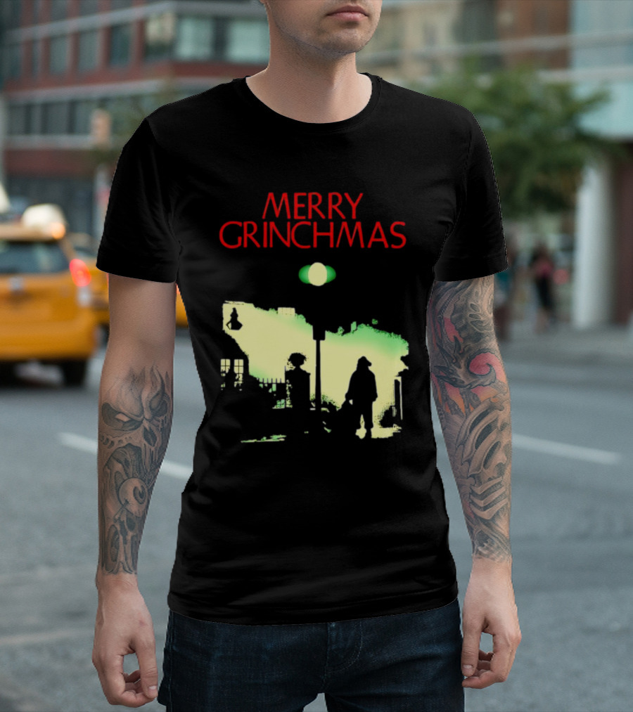 Merry Grinchmas Grinch X The Exorcist Silhouette Scene T-Shirt