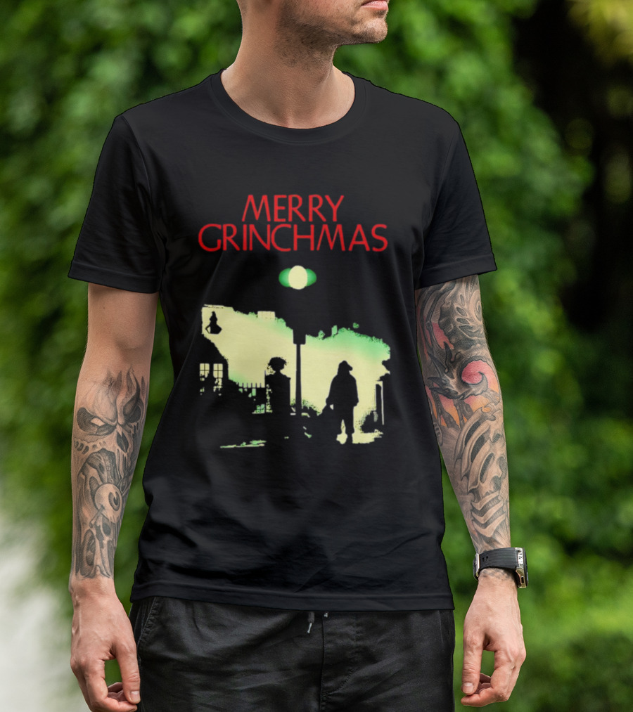 Merry Grinchmas Grinch X The Exorcist Silhouette Scene T-Shirt