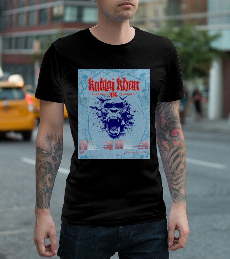 Kublai Khan TX Europe UK Tour 2025 Scream Poster with Dates T-Shirt