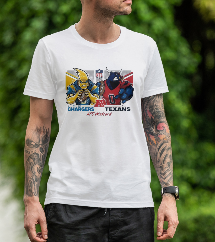 Los Angeles Chargers Vs Houston Texans NFL Playoffs AFC Wild Card Matchup Mascot Showdown T-Shirt