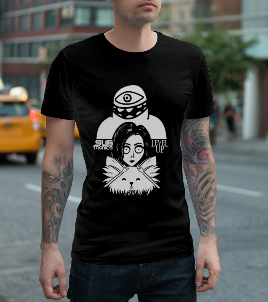 Subtronics Level Up Ellie Art Featuring Eye And Cat Motif T-Shirt