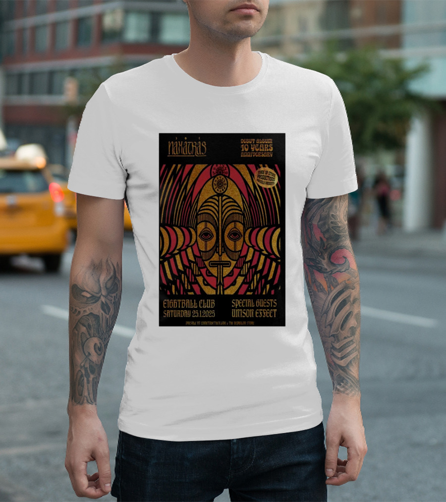 Naxatras Eightball Club Greece January 2025 Tour With Special Guests Unison Effect 10 Years Anniversary T-Shirt