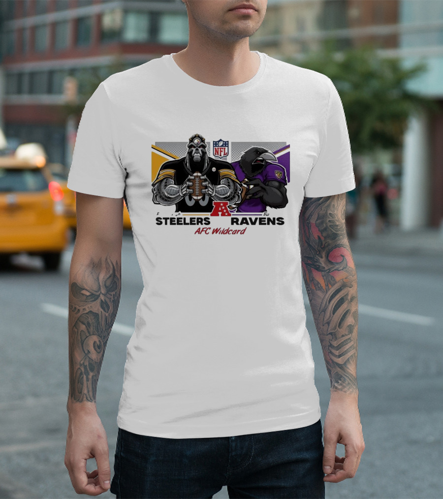Steelers Ravens NFL AFC Wildcard Matchup Mascots Football Showdown T-Shirt