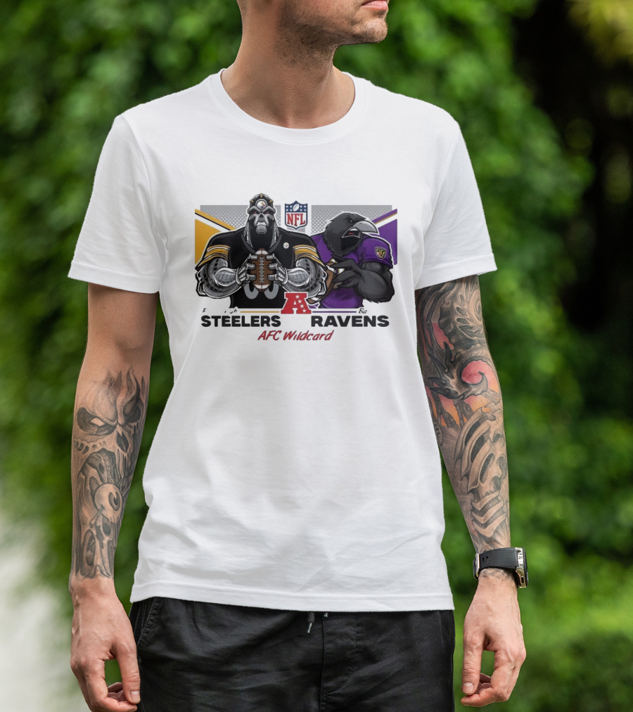 Steelers Ravens NFL AFC Wildcard Matchup Mascots Football Showdown T-Shirt