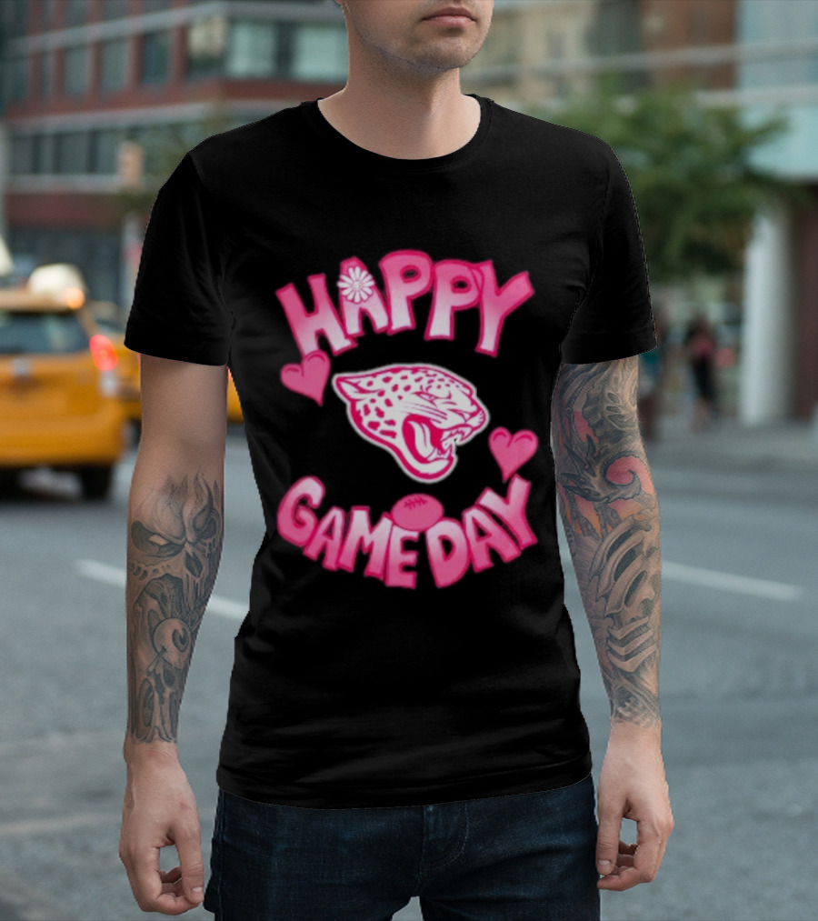Valentine’s Day Jacksonville Jaguars Happy Gameday 2025 Football Hearts Panther T-Shirt