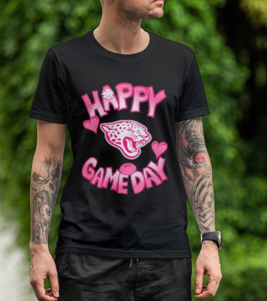 Valentine’s Day Jacksonville Jaguars Happy Gameday 2025 Football Hearts Panther T-Shirt