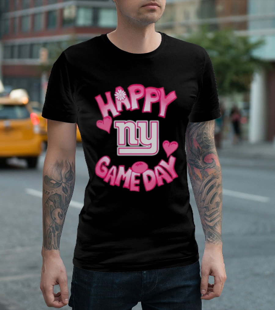 Valentine's Day New York Giants Happy Gameday 2025 NY Heart Football Fan T-Shirt