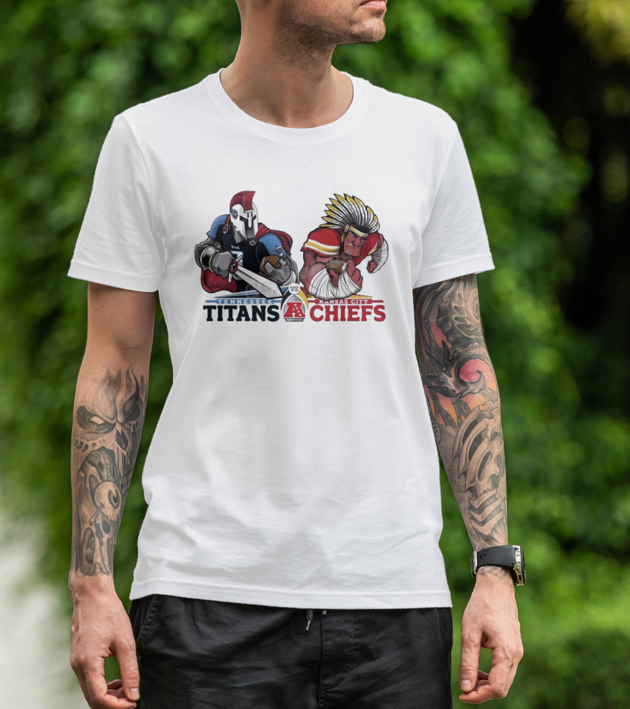 Tennessee Titans Vs Kansas City Chiefs AFC Wild Card NFL Playoffs Mascot Battle T-Shirt