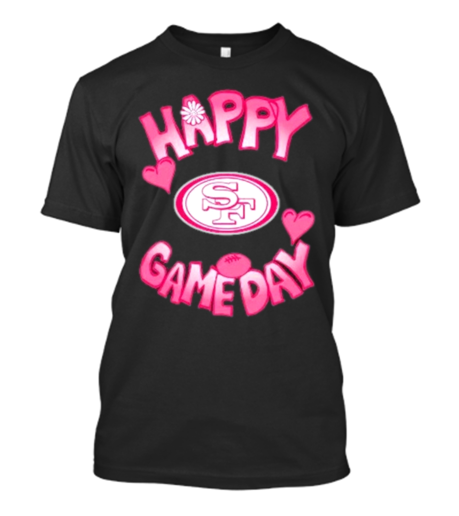 Valentine’s Day San Francisco 49ers Happy Gameday 2025 Logo Hearts Football T-Shirt