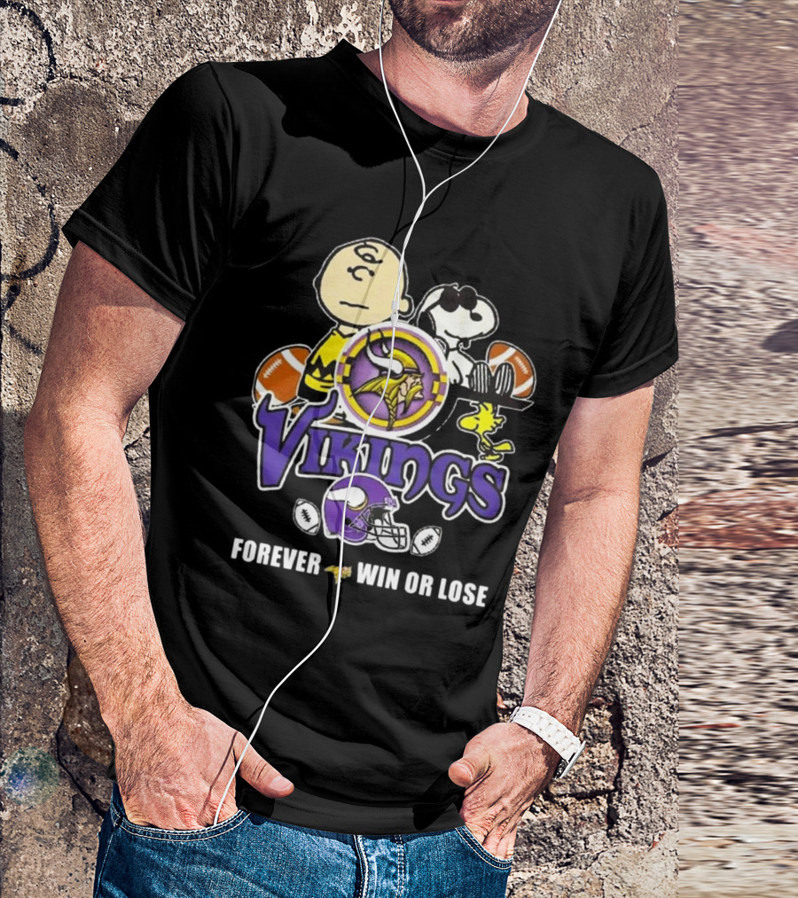 Vikings Snoopy Forever Win Or Lose Charlie Brown Football Peanuts T-Shirt