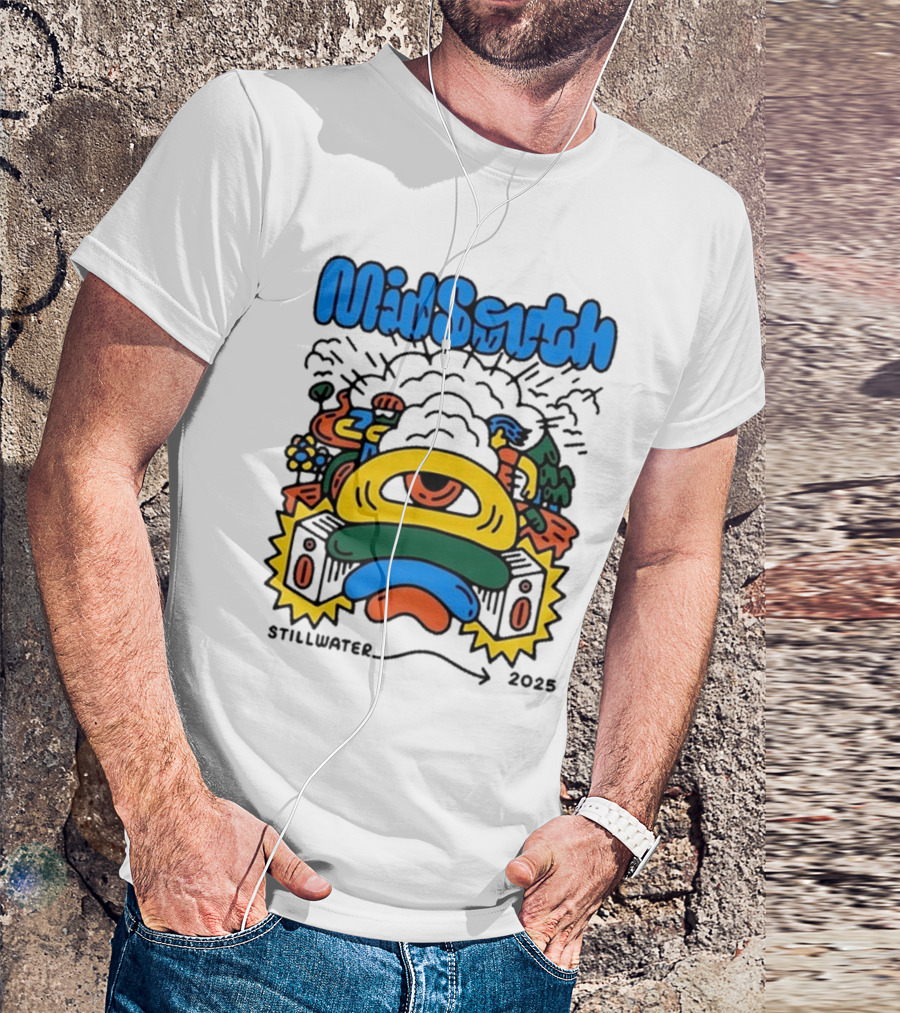 Mid South Stillwater 2025 Event Colorful Funky Cartoon Explosion T-Shirt