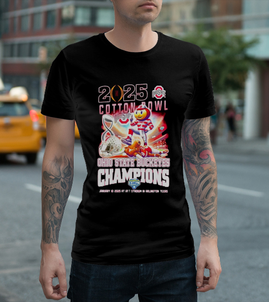 2025 Cotton Bowl Champions Ohio State Buckeyes Brutus at AT&T Stadium January 10 Arlington Texas T-Shirt