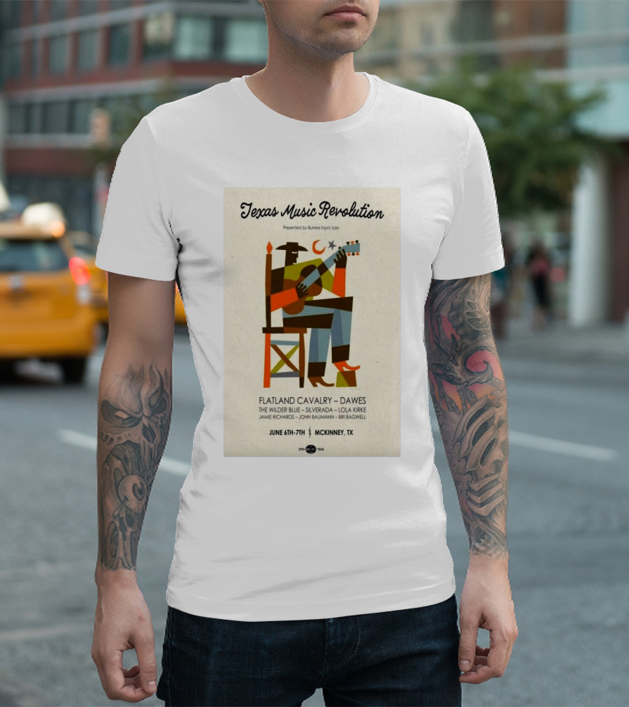 Texas Music Revolution McKinney June 6th-7th 2025 Featuring Flatland Cavalry Dawes The Wilder Blue Silverado Lola Kirke T-Shirt