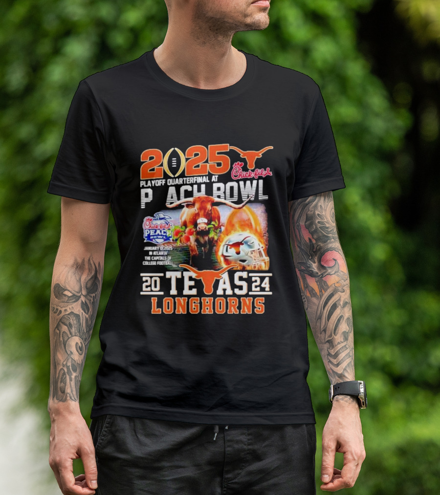 2025 CFP Playoff Quarterfinal Chick-fil-A Peach Bowl Texas Longhorns T-Shirt