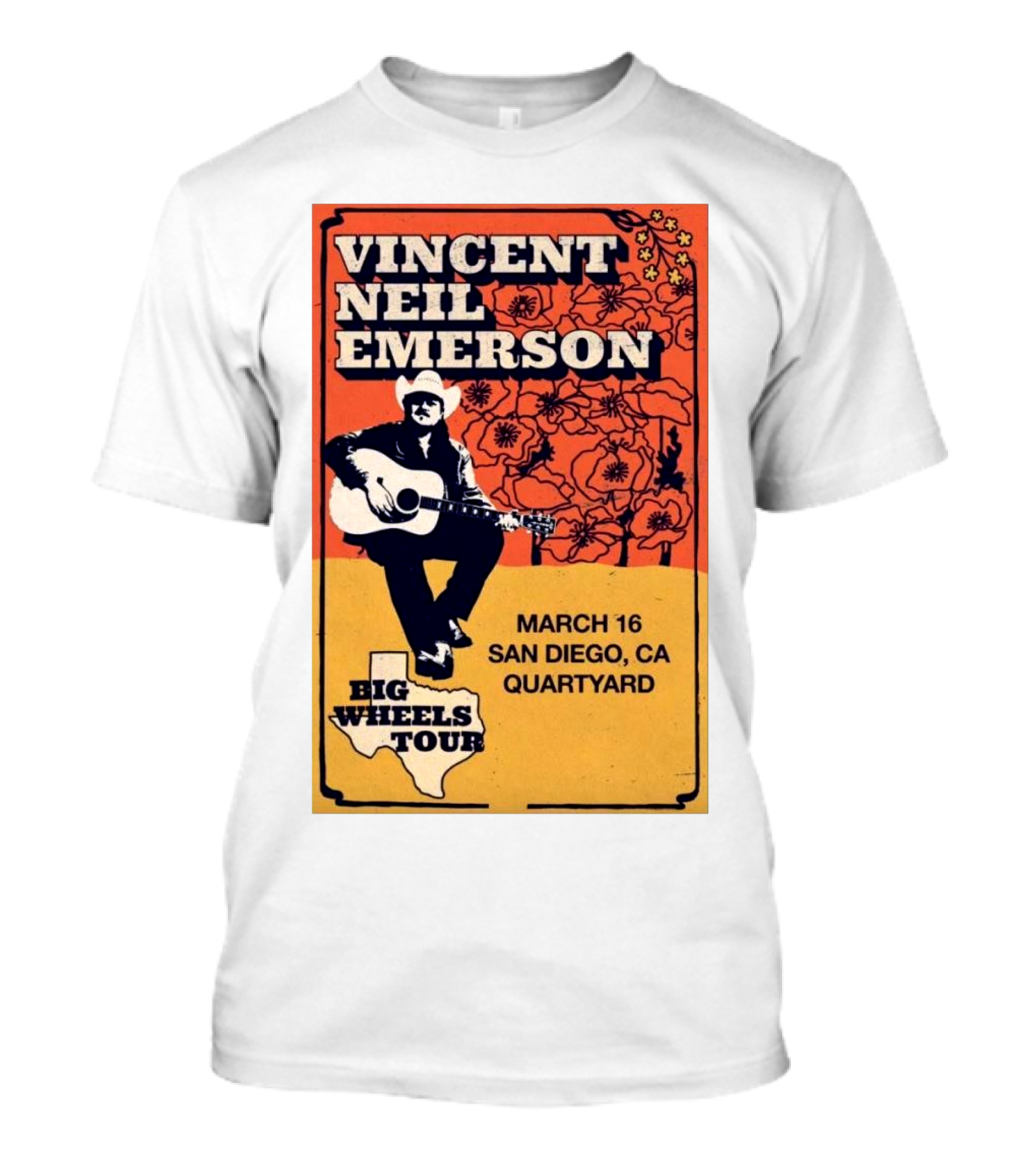Vincent Neil Emerson Big Wheels Tour March 16 San Diego CA Quartyard T-Shirt