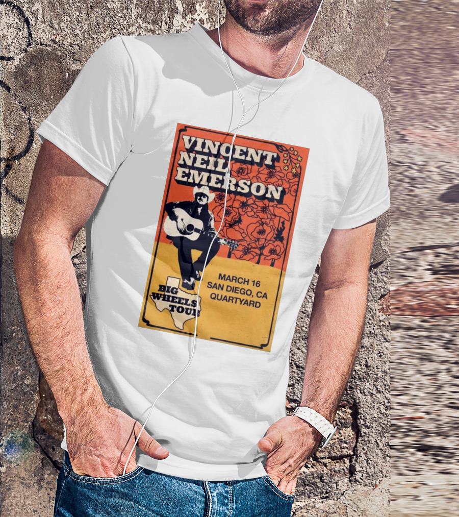 Vincent Neil Emerson Big Wheels Tour March 16 San Diego CA Quartyard T-Shirt