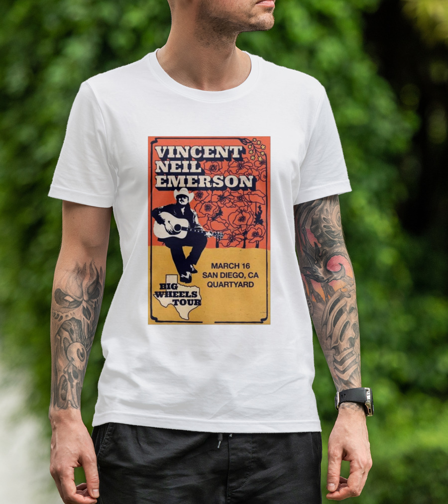 Vincent Neil Emerson Big Wheels Tour March 16 San Diego CA Quartyard T-Shirt