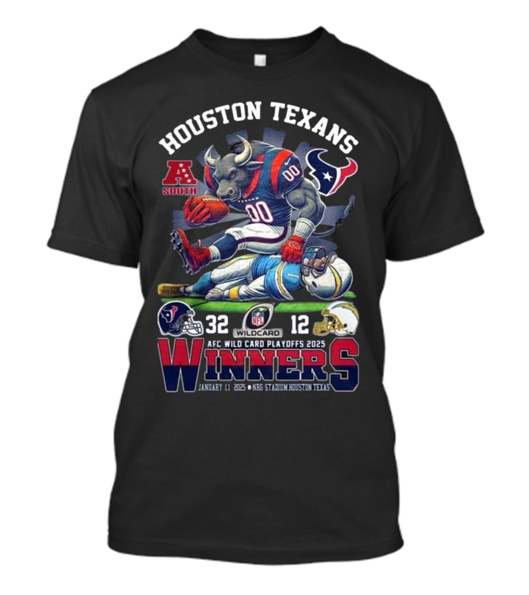 Houston Texans AFC Wild Card Playoffs 2025 Winners 32-12 January 01 NRG Stadium T-Shirt