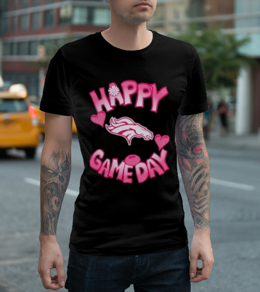 Valentine’s Day Happy Gameday Denver Broncos 2025 Football Hearts T-Shirt