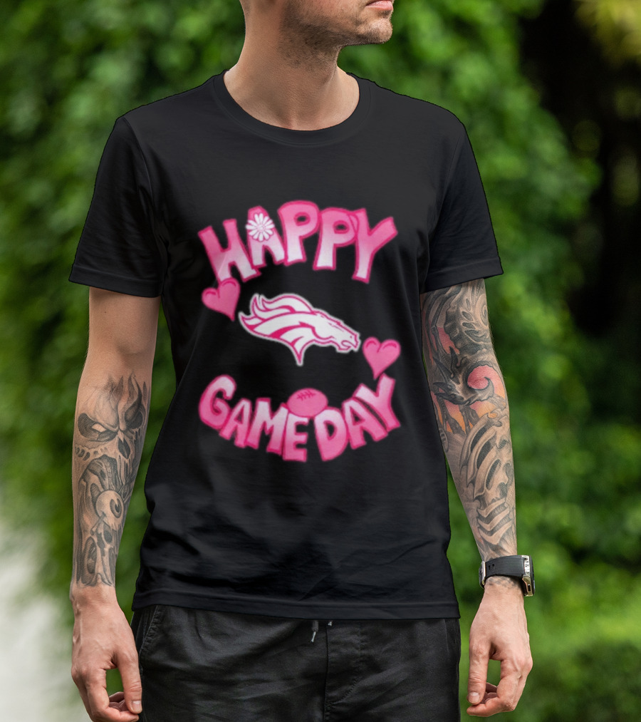 Valentine’s Day Happy Gameday Denver Broncos 2025 Football Hearts T-Shirt