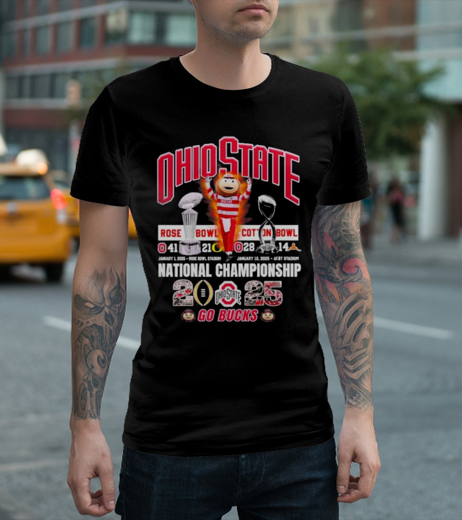 Ohio State Buckeyes Rose Bowl Cotton Bowl 2025 National Championship Go Bucks T-Shirt