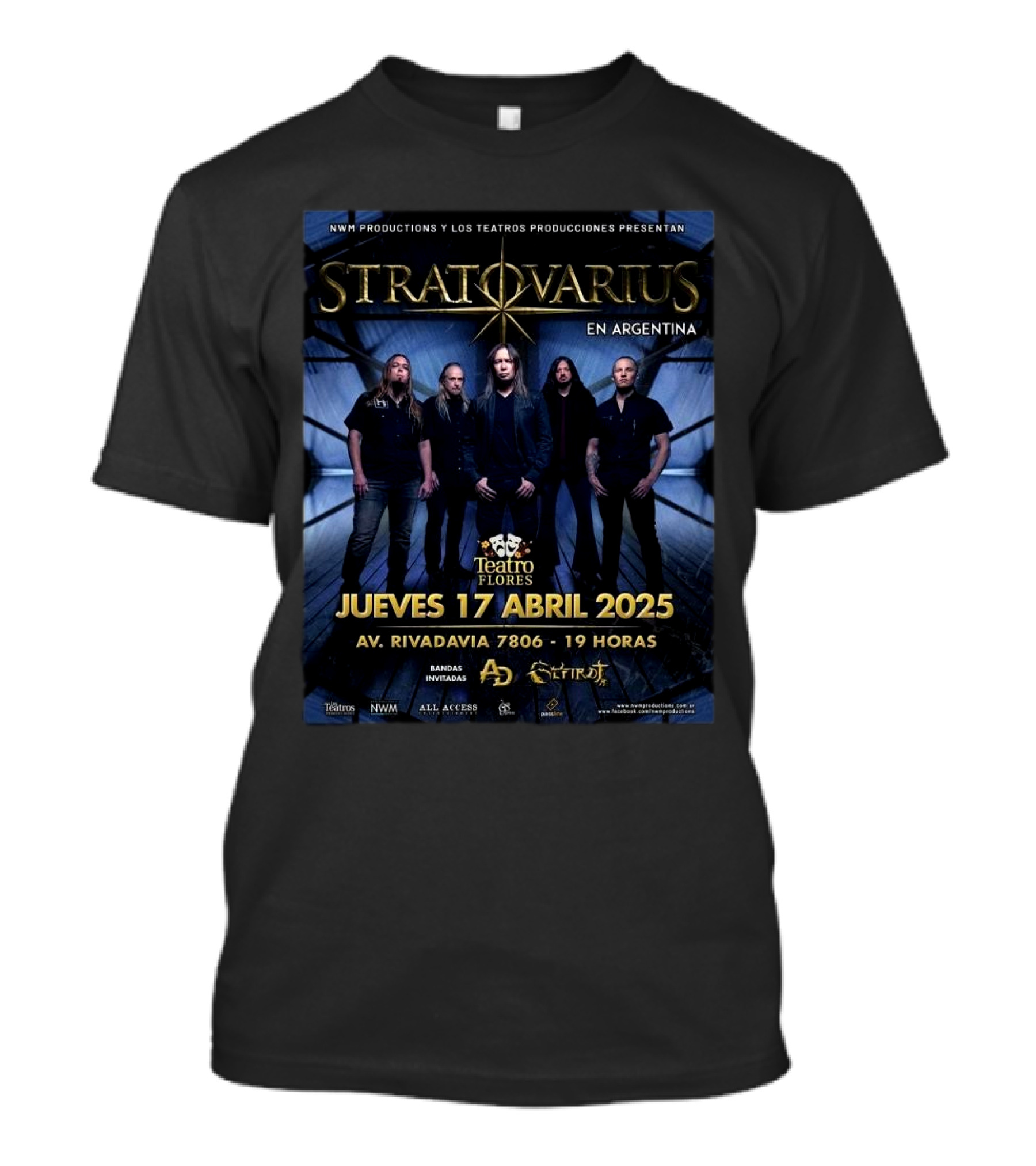 Stratovarius En Argentina Jueves 17 Abril 2025 Teatro Flores Av. Rivadavia 7806 19 Horas NWM Producciones Y Los Teatros Producciones Presentan Bandas Invitadas Ad Strint T-Shirt