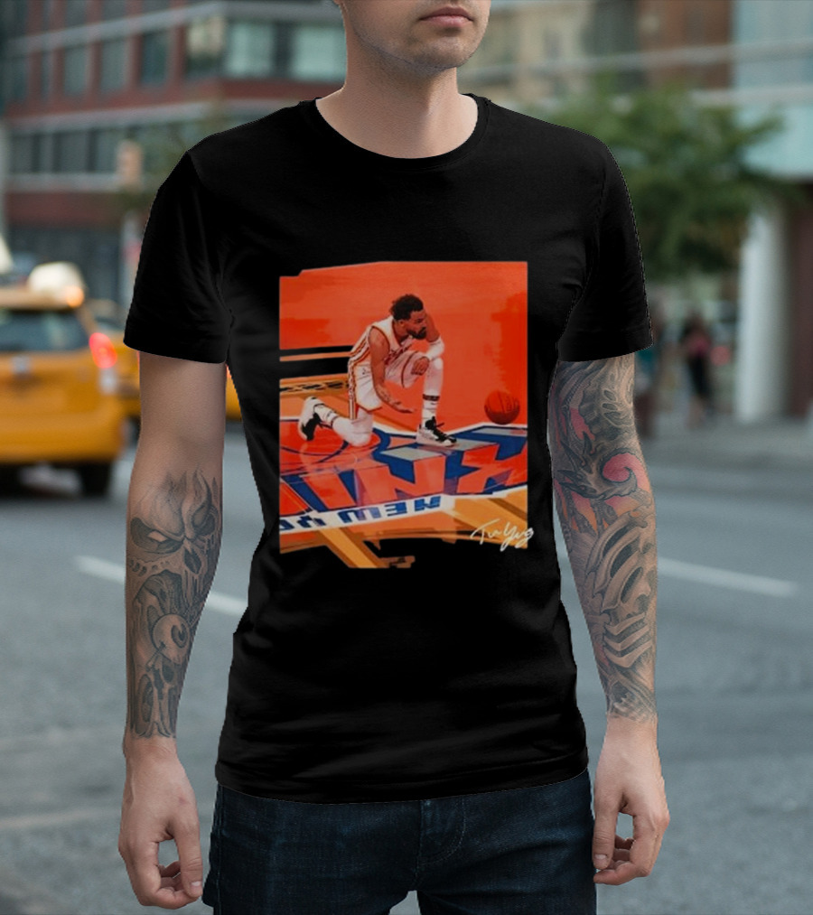 Atlanta Hawks Trae Young Kneeling Basketball New York Signature T-Shirt