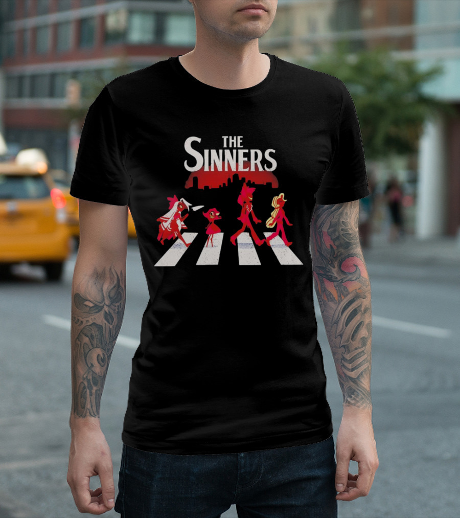 Hazbin Hotel The Sinners Abbey Road Characters Crossing T-Shirt