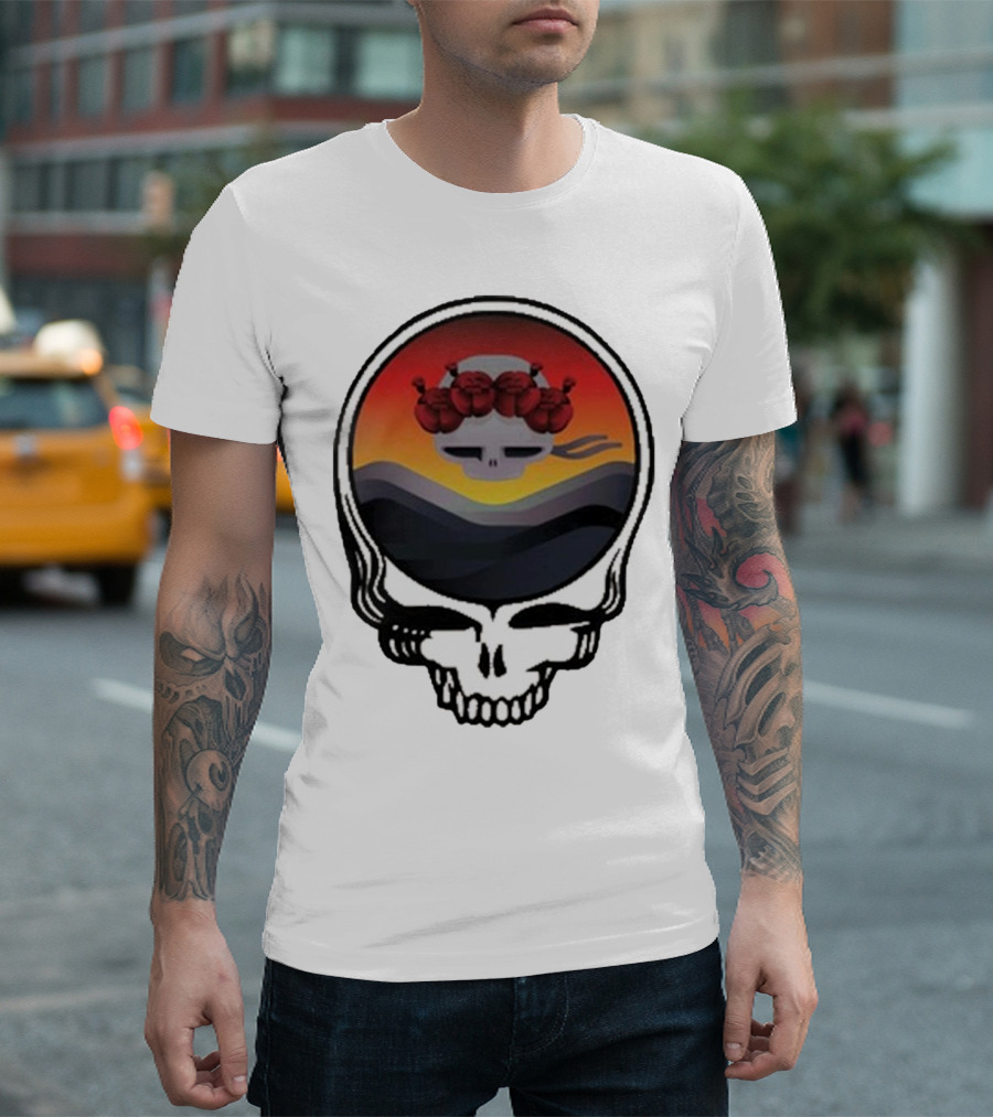 Grateful Dead The Ridge Skull Sunset With Roses T-Shirt