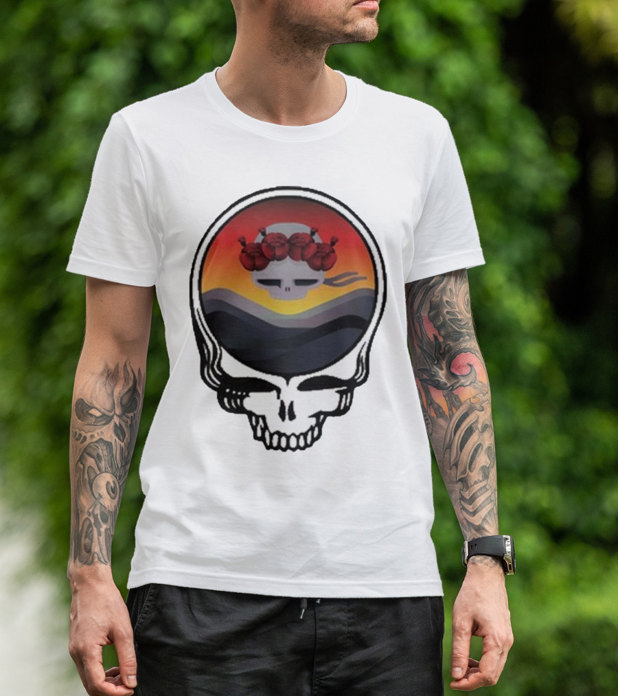 Grateful Dead The Ridge Skull Sunset With Roses T-Shirt