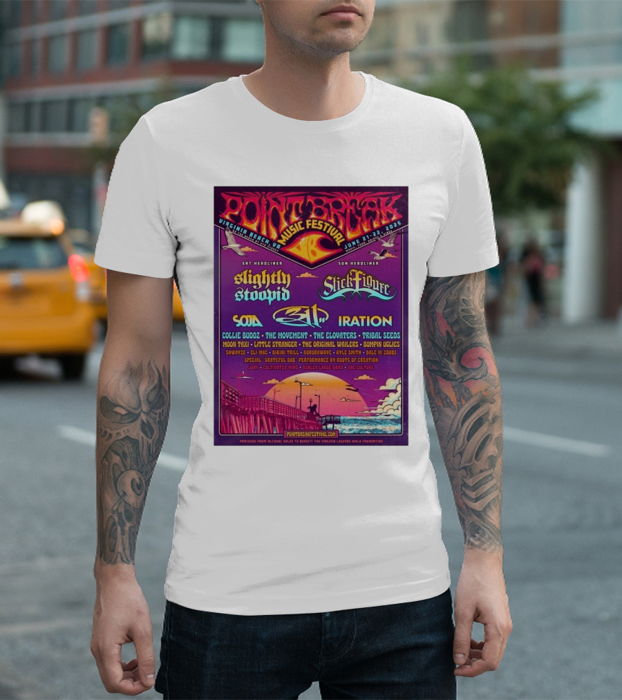 Point Break Music Festival 2025 Featuring Slightly Stoopid, Stick Figure, 311, and Iration at Virginia Beach on June 21st-22nd T-Shirt