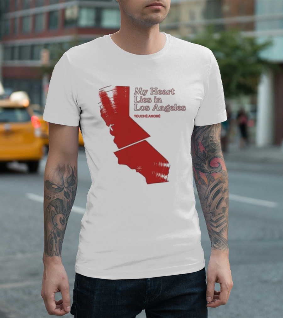 Touché Amoré My Heart Lies in Los Angeles California Map Red T-Shirt