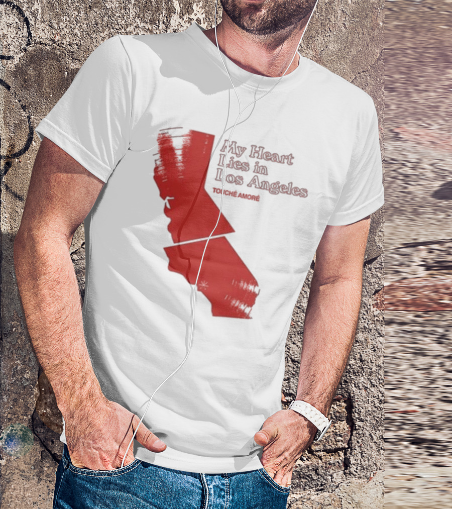 Touché Amoré My Heart Lies In Los Angeles California Map Red T-Shirt