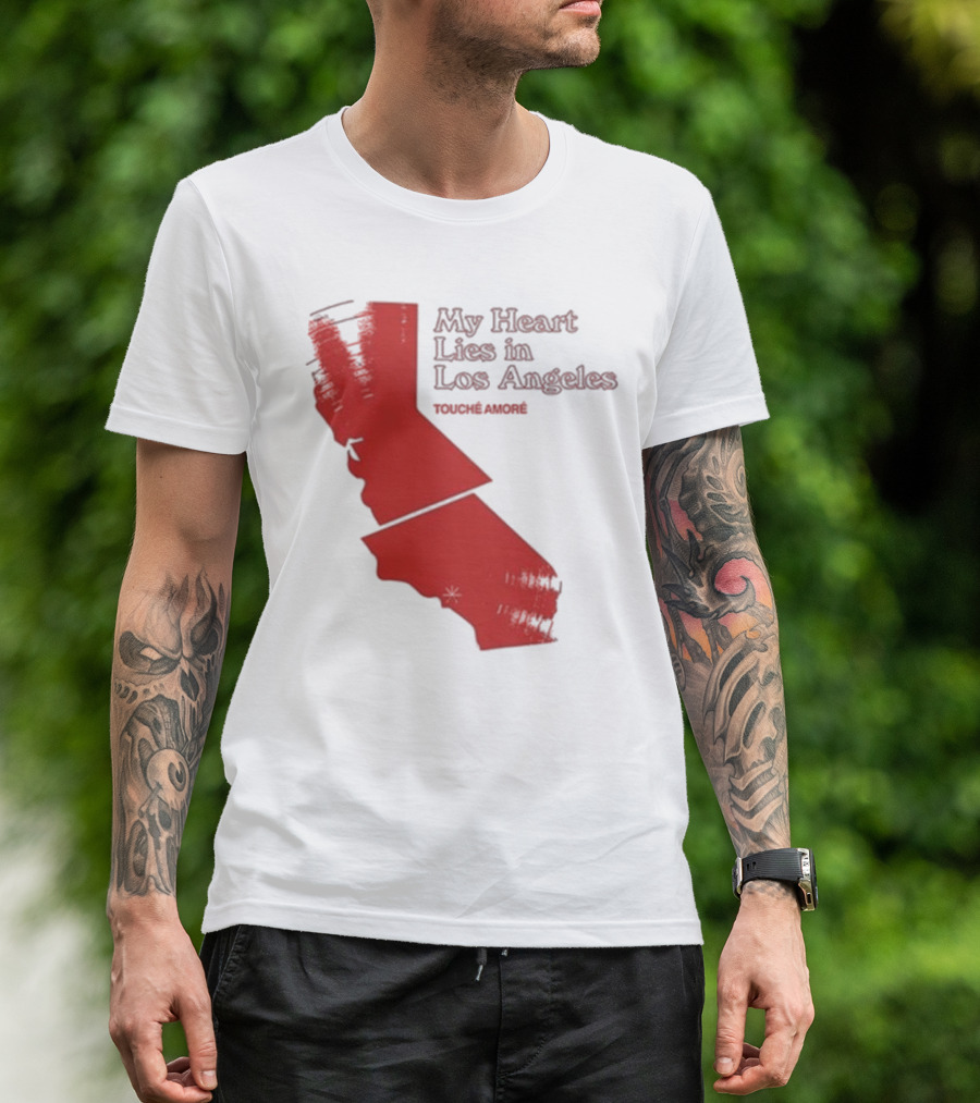 Touché Amoré My Heart Lies In Los Angeles California Map Red T-Shirt