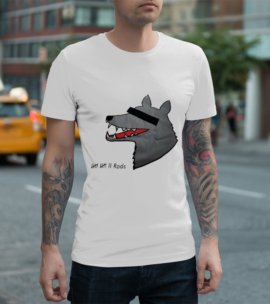 12 Rods Lost Time Wolf Head with Red and Black Accents T-Shirt