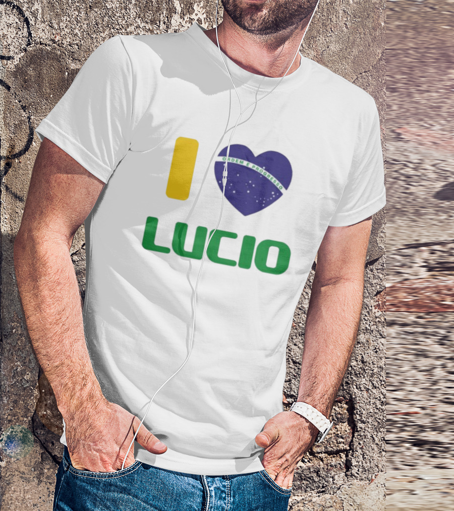 I Love Ordem E Progresso Lucio Brazil Heart Flag Style T-Shirt