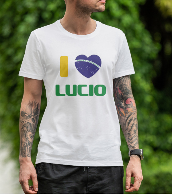 I Love Ordem E Progresso Lucio Brazil Heart Flag Style T-Shirt