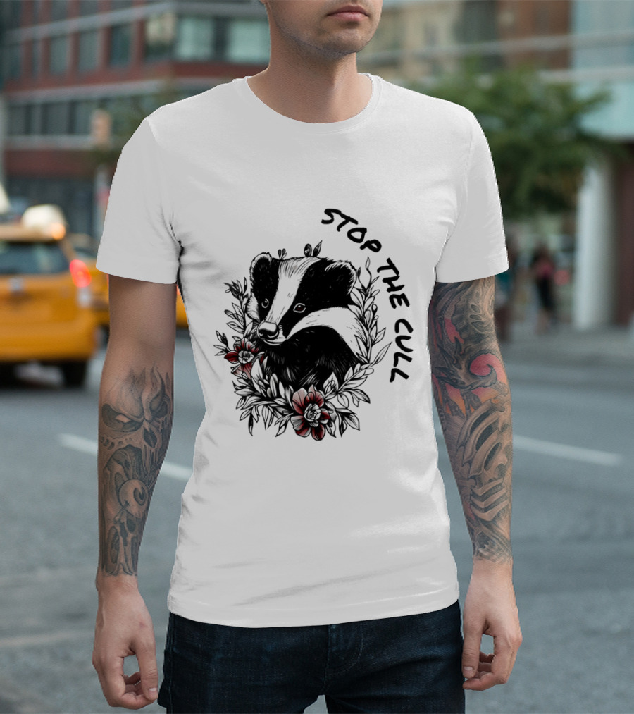 Badger Stop the Cull Floral Design T-Shirt