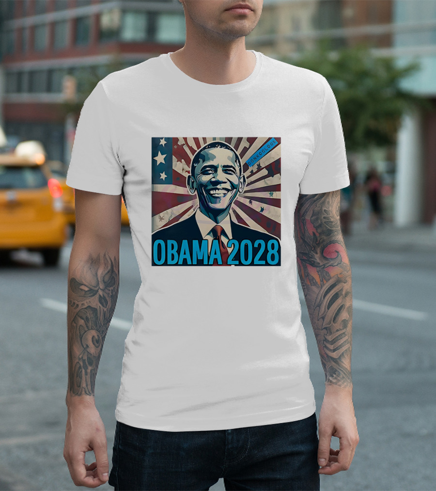 Obama 2028 American Flag Donkoolook T-Shirt