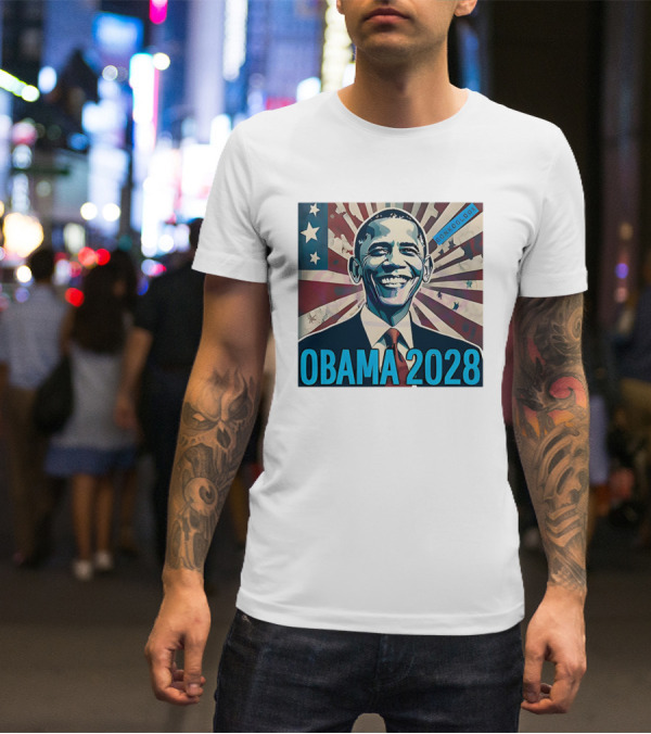 Obama 2028 American Flag Donkoolook T-Shirt