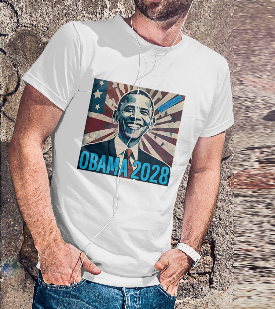 Obama 2028 American Flag Donkoolook T-Shirt