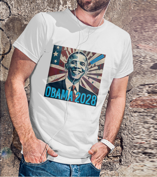 Obama 2028 American Flag Donkoolook T-Shirt