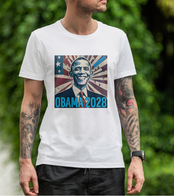 Obama 2028 American Flag Donkoolook T-Shirt