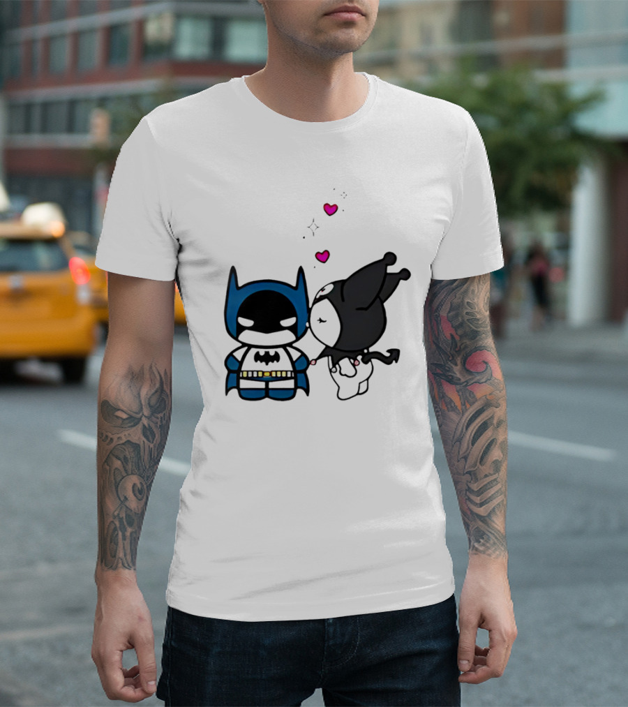 Batman Kuromi Kiss Cartoon with Hearts T-Shirt