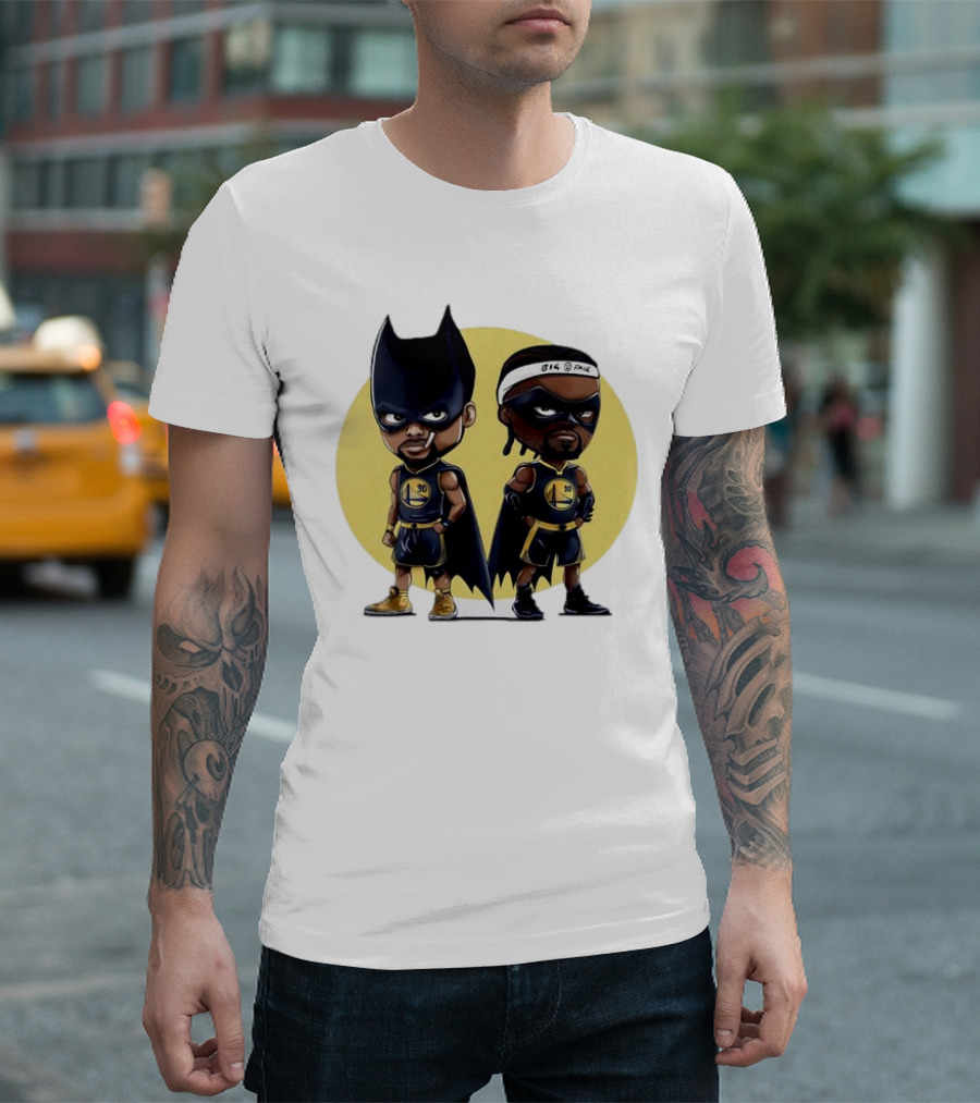 Batman And Robin Chibi Warriors 30 And Headband Duo Big Face T-Shirt