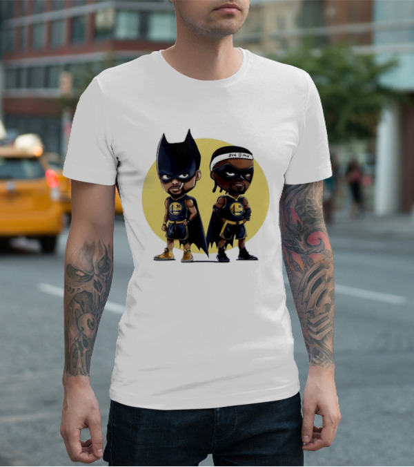Batman And Robin Chibi Warriors 30 And Headband Duo Big Face T-Shirt
