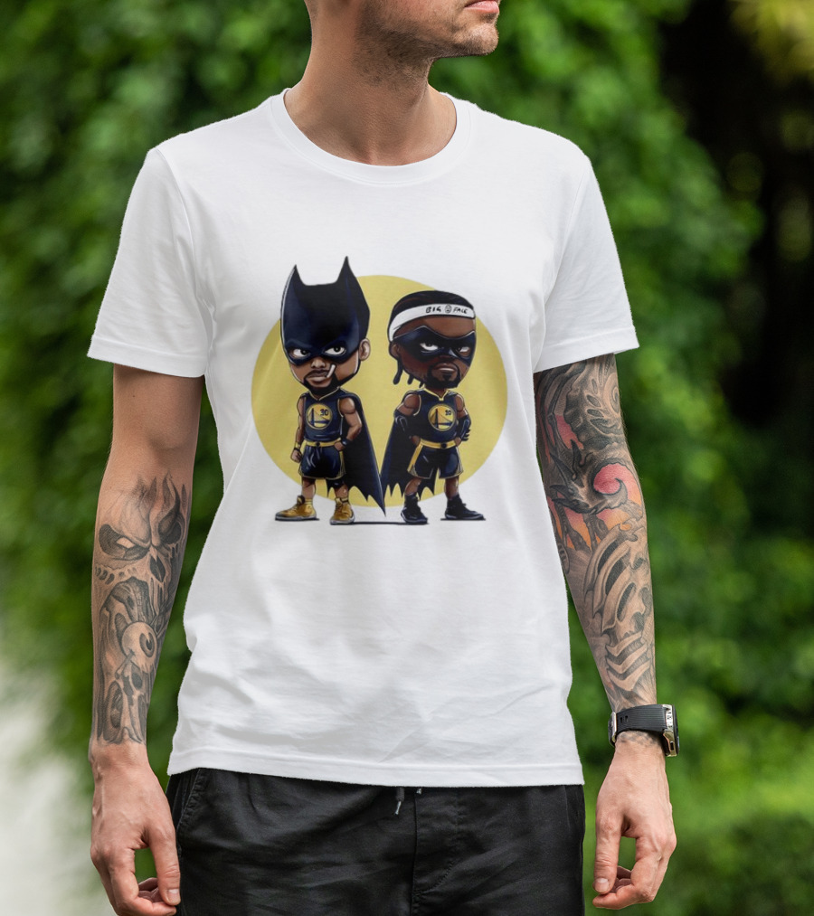 Batman And Robin Chibi Warriors 30 And Headband Duo Big Face T-Shirt