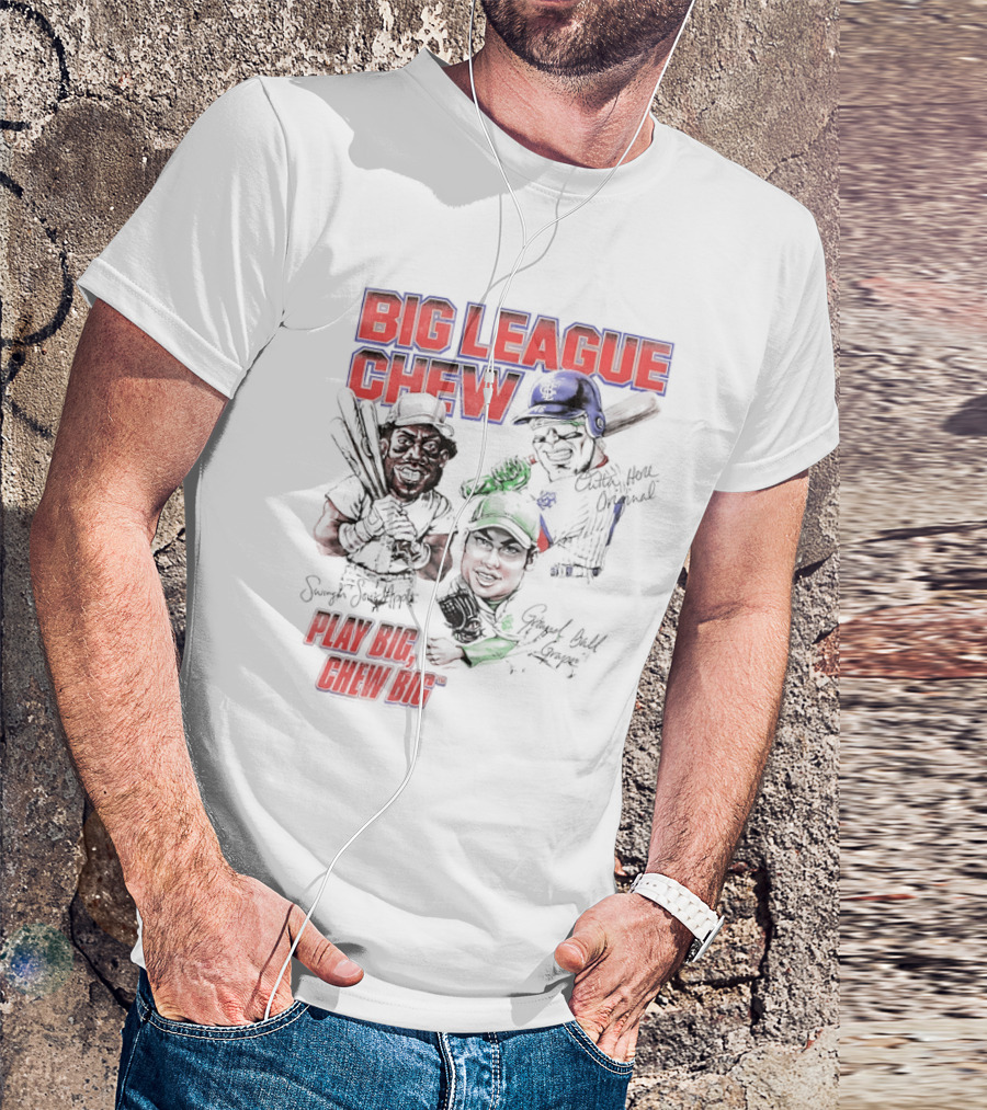 Big League Chew Play Big Chew Big Baseball Caricature T-Shirt